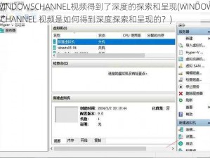 WINDOWSCHANNEL视频得到了深度的探索和呈现(WINDOWSCHANNEL 视频是如何得到深度探索和呈现的？)