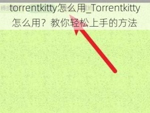 torrentkitty怎么用_Torrentkitty 怎么用？教你轻松上手的方法