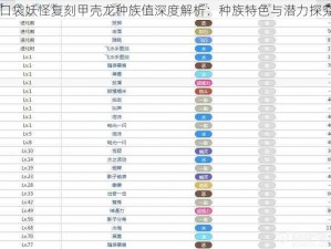 口袋妖怪复刻甲壳龙种族值深度解析：种族特色与潜力探究