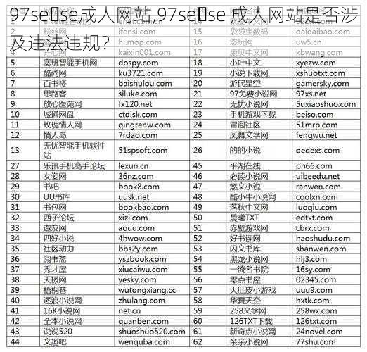 97se se成人网站,97se se 成人网站是否涉及违法违规？