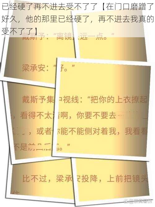 已经硬了再不进去受不了了【在门口磨蹭了好久，他的那里已经硬了，再不进去我真的受不了了】