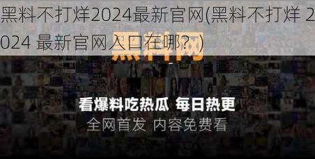 黑料不打烊2024最新官网(黑料不打烊 2024 最新官网入口在哪？)