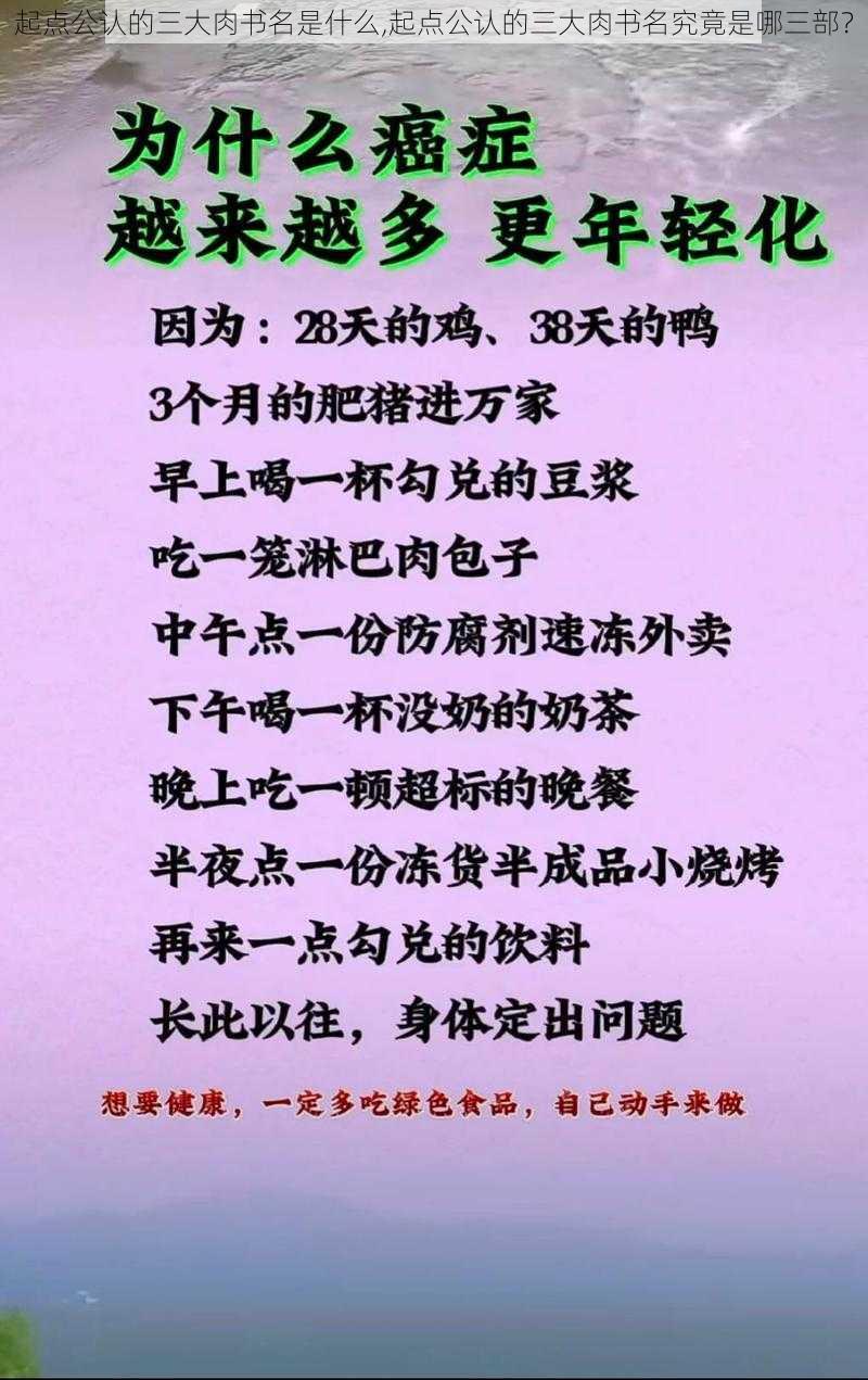 起点公认的三大肉书名是什么,起点公认的三大肉书名究竟是哪三部？