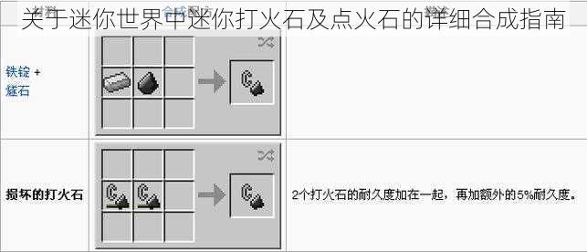 关于迷你世界中迷你打火石及点火石的详细合成指南