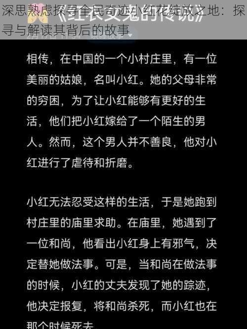 深思熟虑探寻全民奇迹小红花绽放之地：探寻与解读其背后的故事