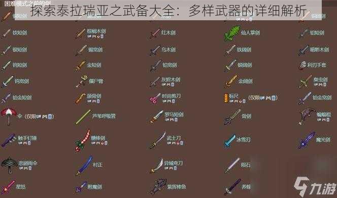 探索泰拉瑞亚之武备大全：多样武器的详细解析