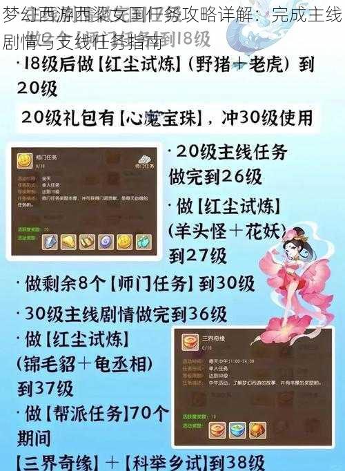 梦幻西游西梁女国任务攻略详解：完成主线剧情与支线任务指南