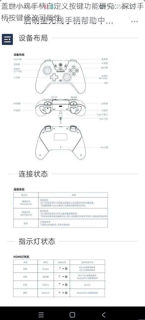 盖世小鸡手柄自定义按键功能研究：探讨手柄按键修改可能性