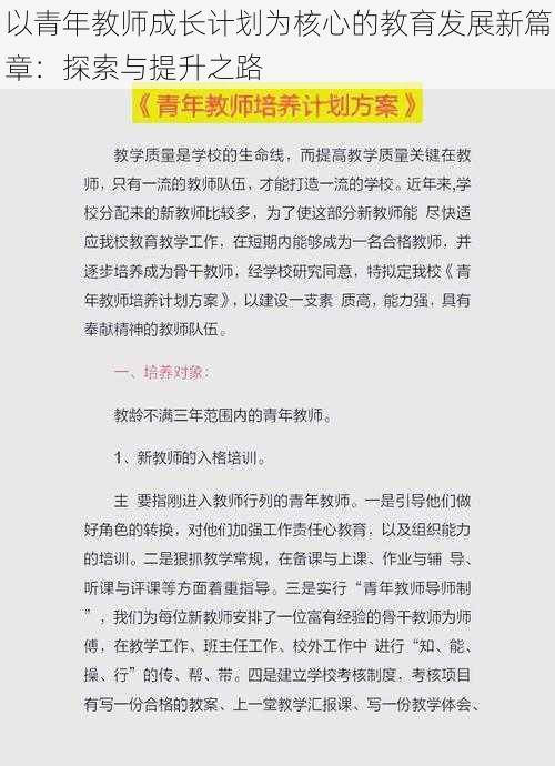 以青年教师成长计划为核心的教育发展新篇章：探索与提升之路