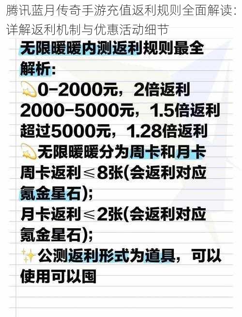 腾讯蓝月传奇手游充值返利规则全面解读：详解返利机制与优惠活动细节