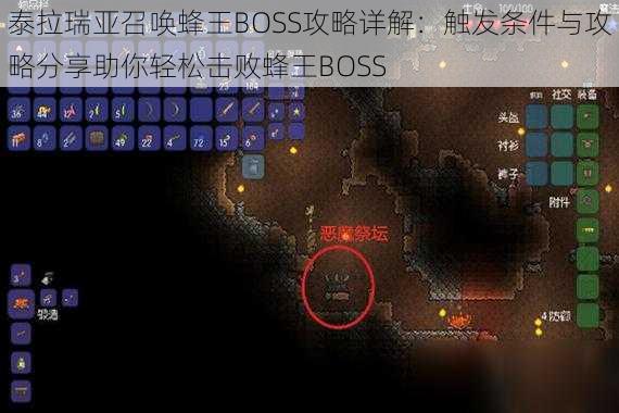 泰拉瑞亚召唤蜂王BOSS攻略详解：触发条件与攻略分享助你轻松击败蜂王BOSS